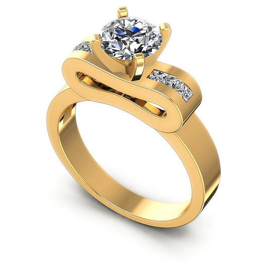Princess and Round Diamonds 0.50CT Engagement Ring in 14KT White Gold