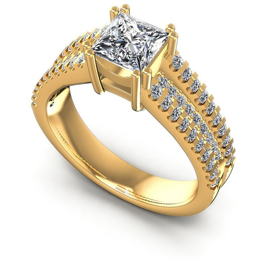 Princess and Round Diamonds 0.85CT Engagement Ring in 14KT White Gold