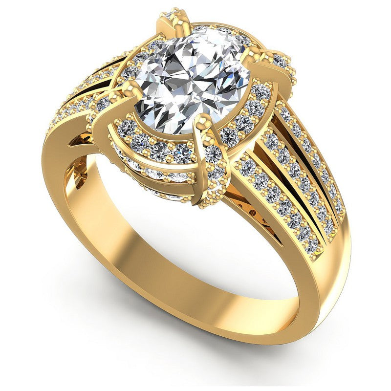 Round and Oval Diamonds 1.85CT Halo Ring in 14KT White Gold