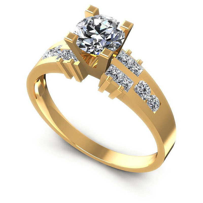 Princess and Round Diamonds 0.75CT Engagement Ring in 14KT White Gold