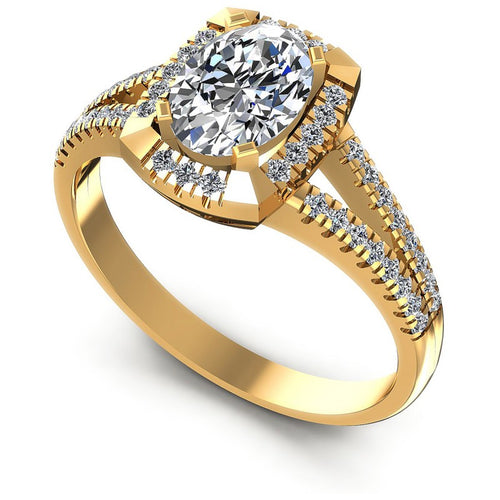 Round and Oval Diamonds 0.60CT Engagement Ring in 14KT White Gold