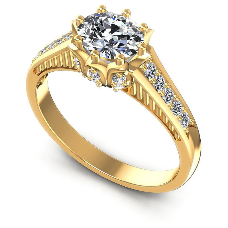 Round and Oval Diamonds 0.70CT Engagement Ring in 14KT White Gold