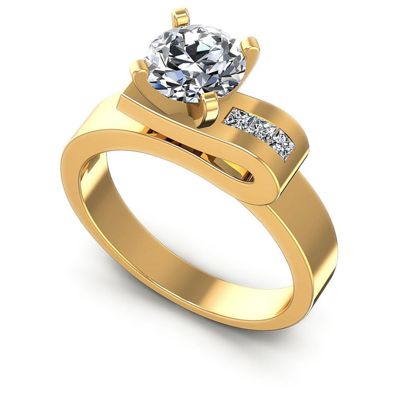 Princess and Round Diamonds 0.45CT Engagement Ring in 14KT White Gold