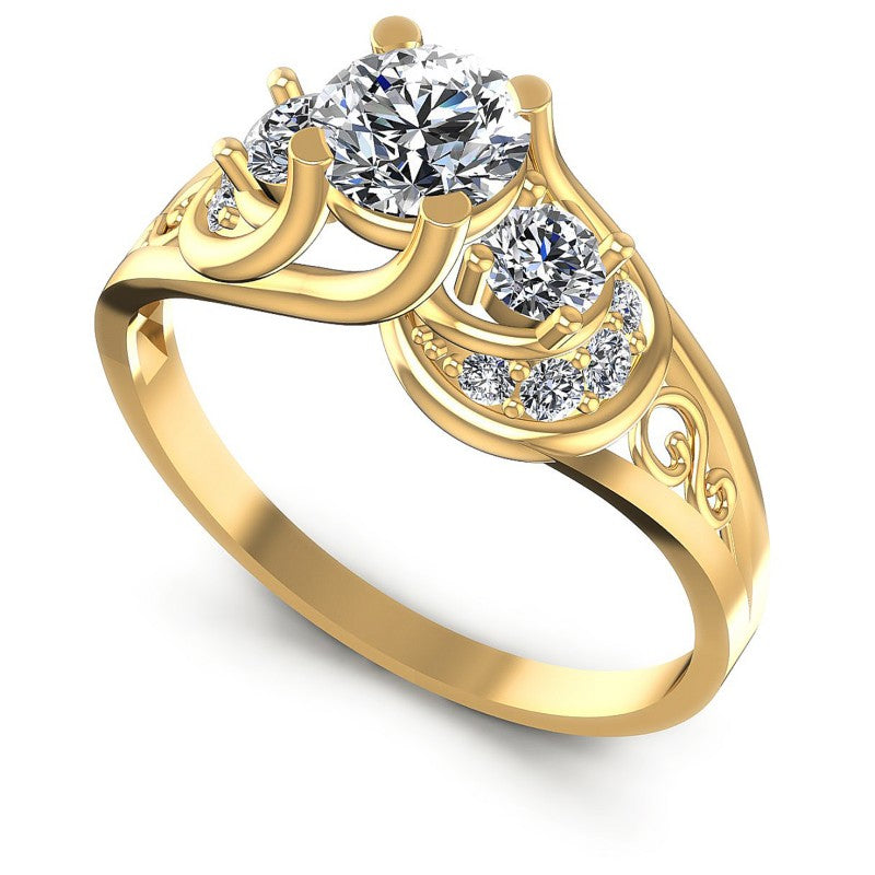 Round Diamonds 0.85CT Three Stone Ring in 14KT White Gold
