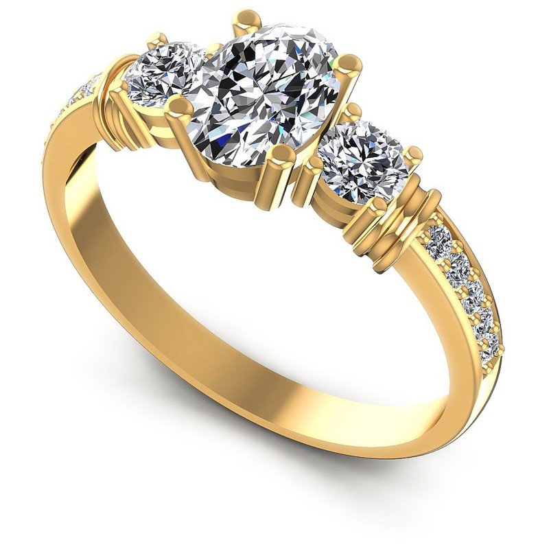 Round and Oval Diamonds 1.00CT Three Stone Ring in 14KT White Gold