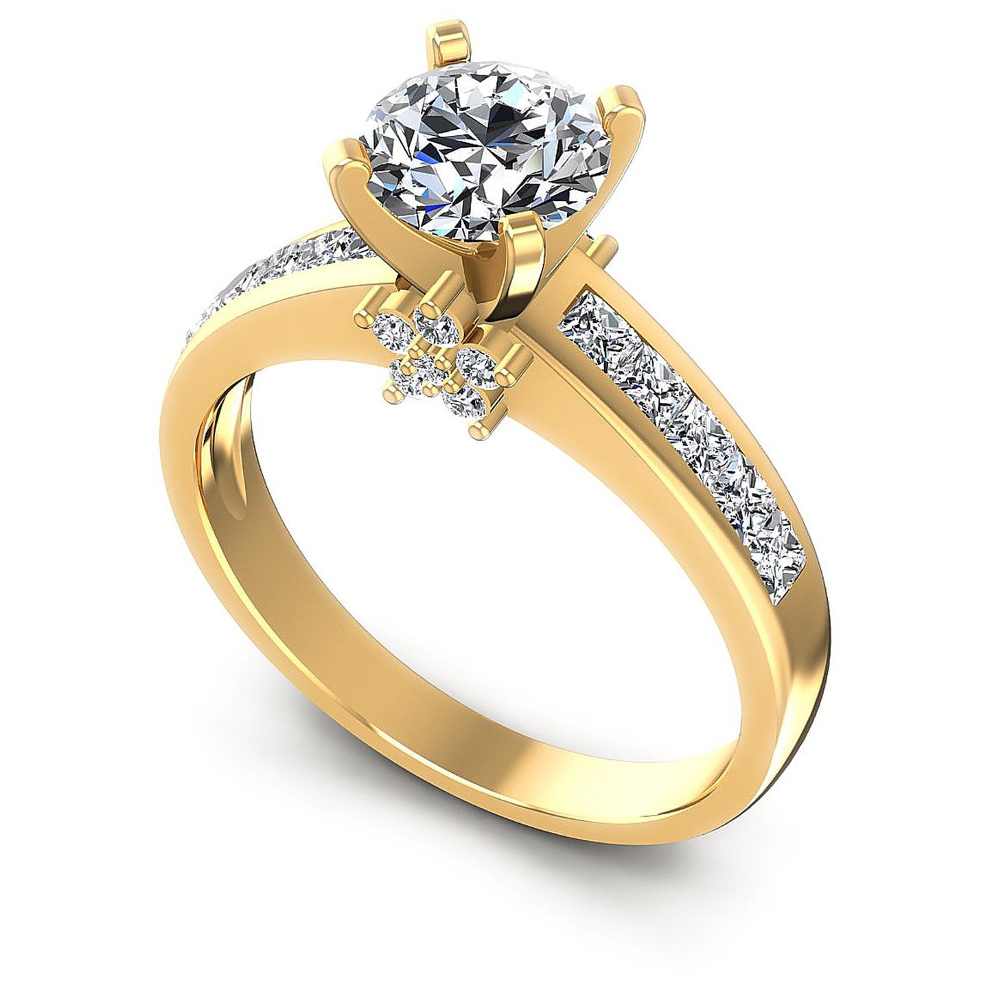 1.15CT Round And Princess  Cut Diamonds Engagement Rings