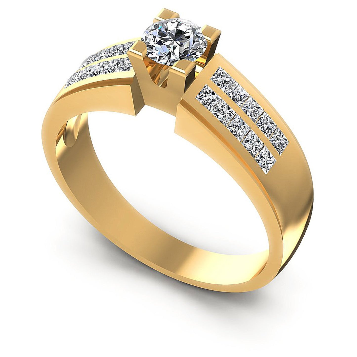 0.85CT Round And Princess  Cut Diamonds Engagement Rings