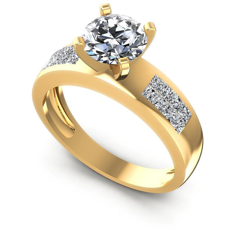 Princess and Round Diamonds 0.75CT Engagement Ring in 14KT White Gold