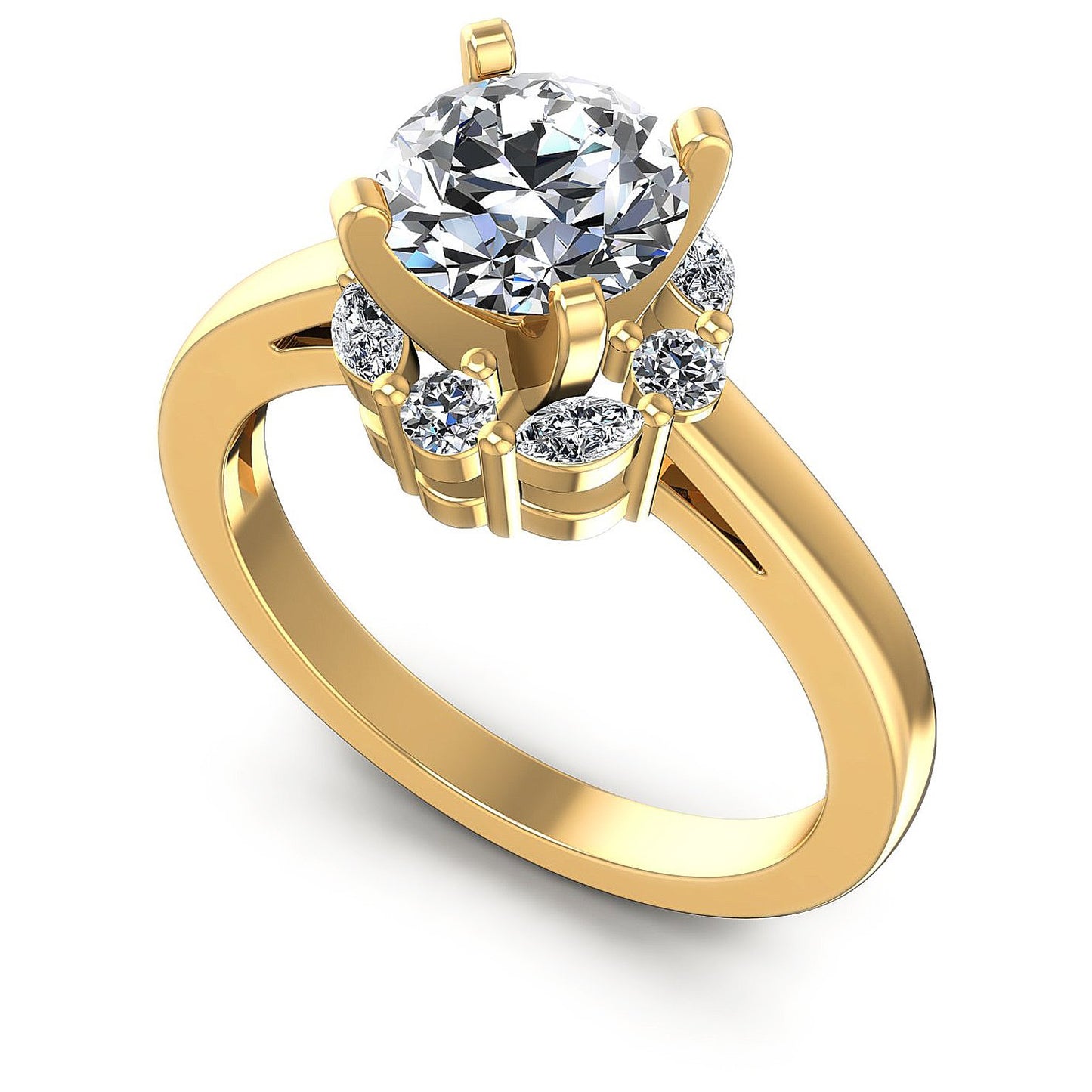 0.65CT Round And Marquise  Cut Diamonds Engagement Rings