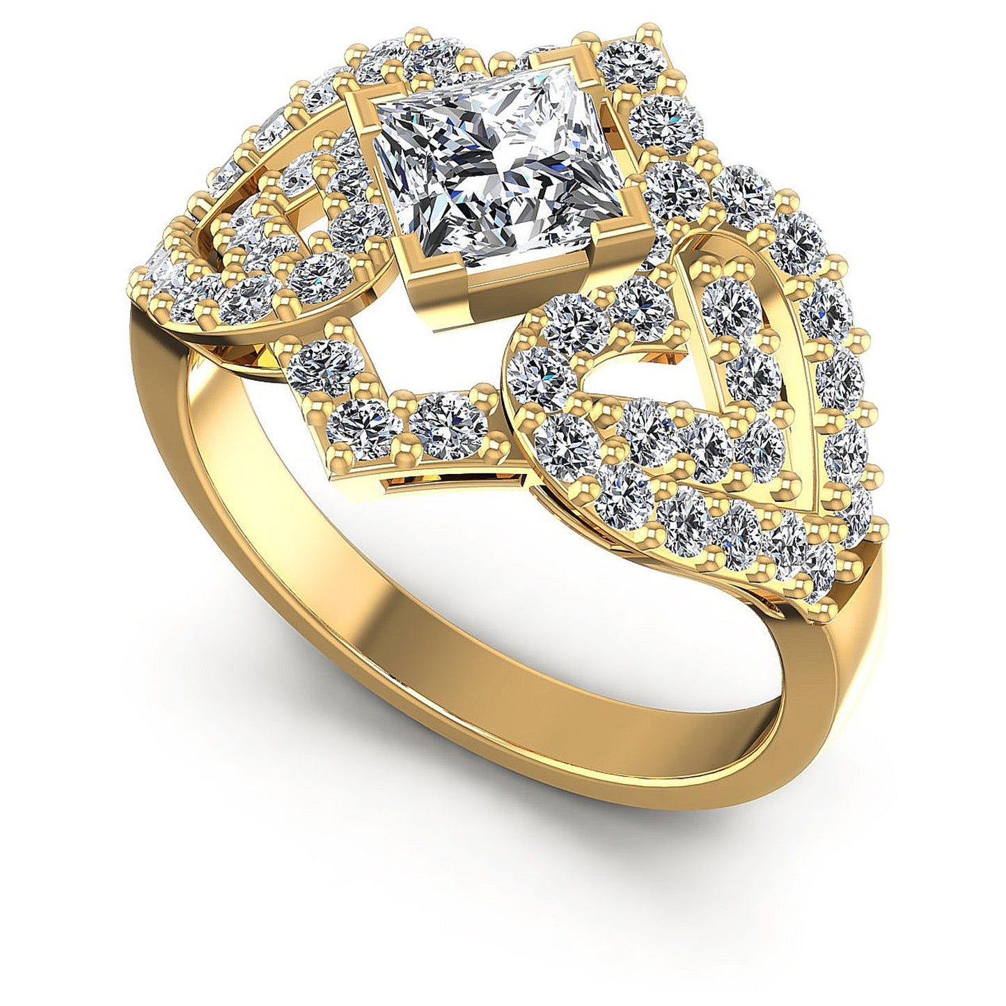 1.20CT Princess And Round  Cut Diamonds Engagement Rings