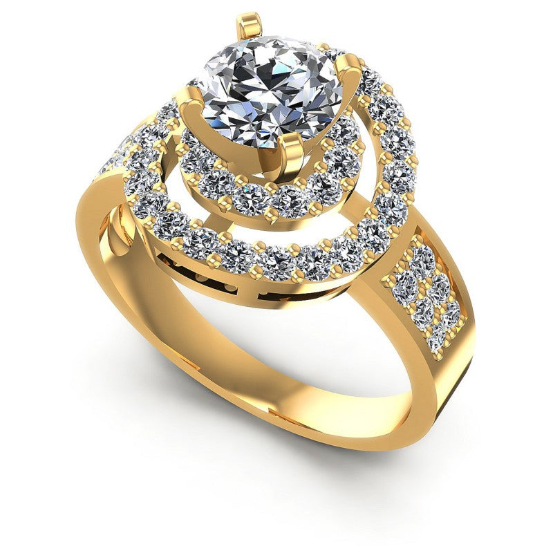 Round Diamonds 1.30CT Halo Ring in 14KT White Gold