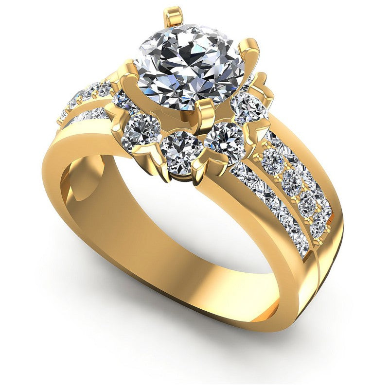 Princess and Round Diamonds 1.95CT Halo Ring in 14KT White Gold