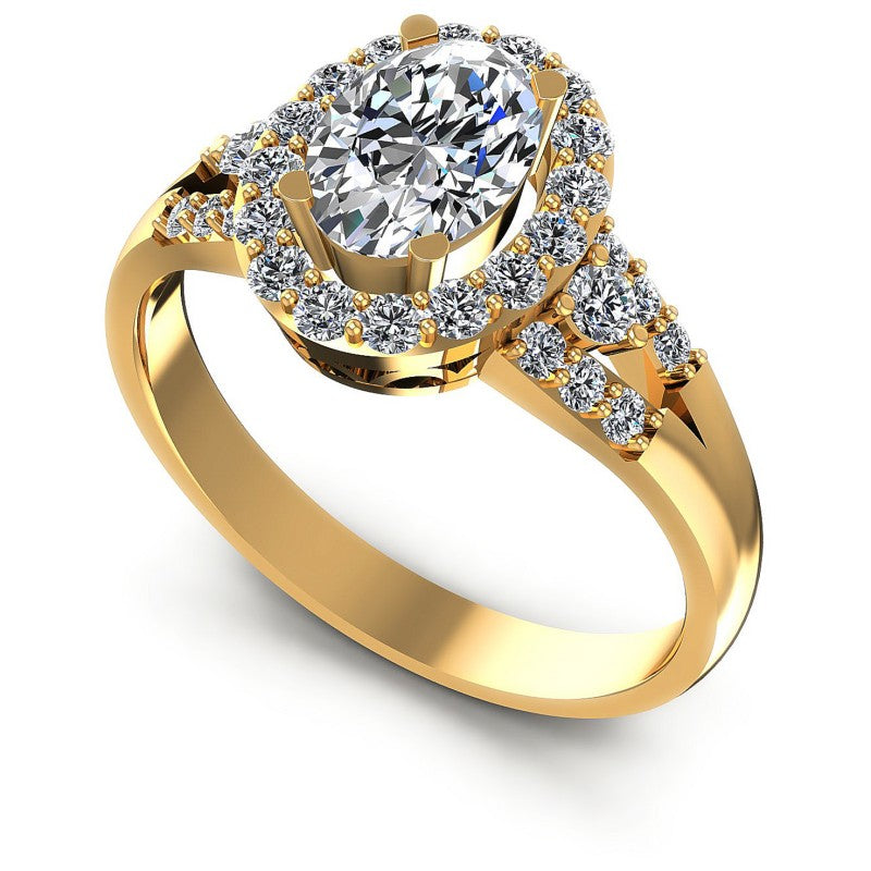 Round and Oval Diamonds 0.90CT Halo Ring in 14KT White Gold