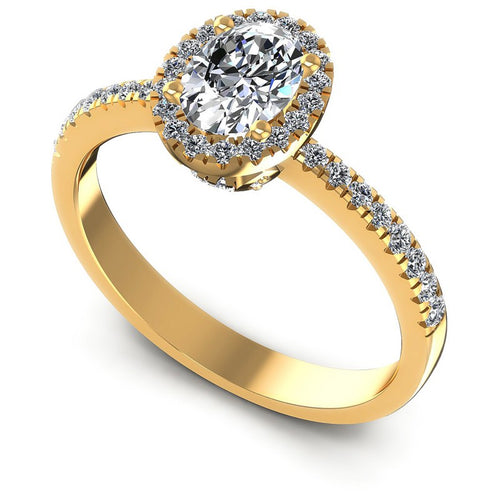 Round and Oval Diamonds 0.75CT Halo Ring in 14KT White Gold