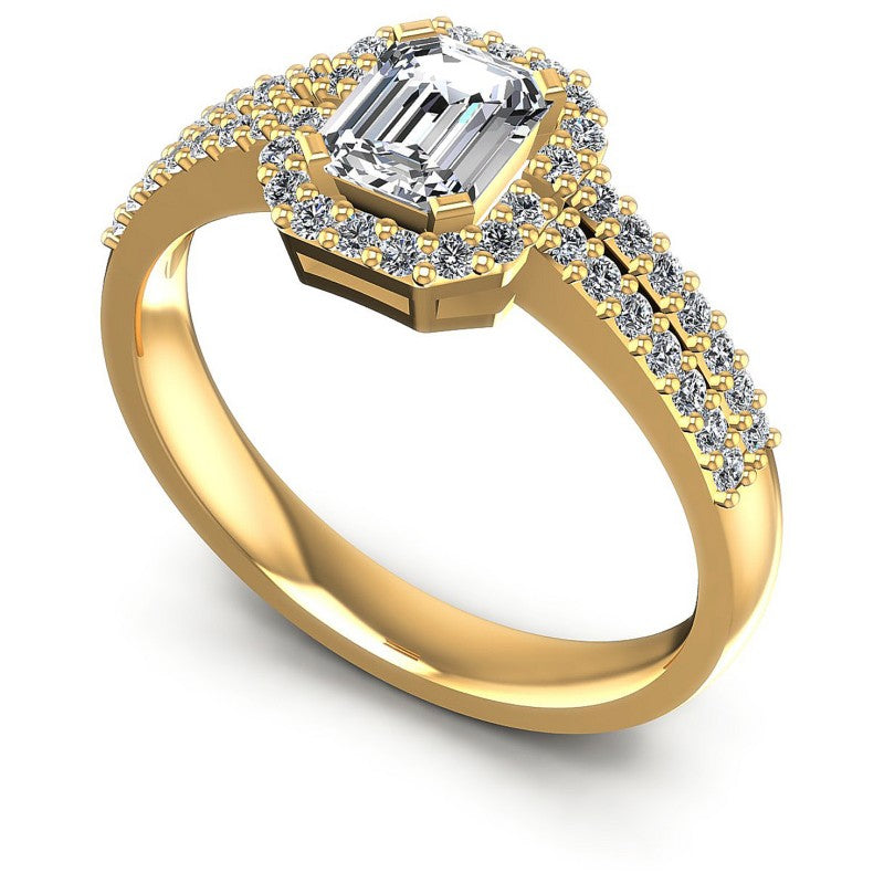 Round and Emerald Diamonds 0.65CT Halo Ring in 14KT White Gold