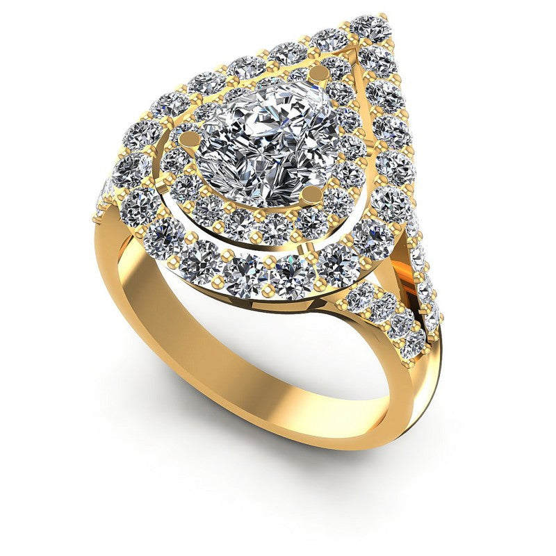 Round and Pear Diamonds 1.80CT Halo Ring in 14KT White Gold