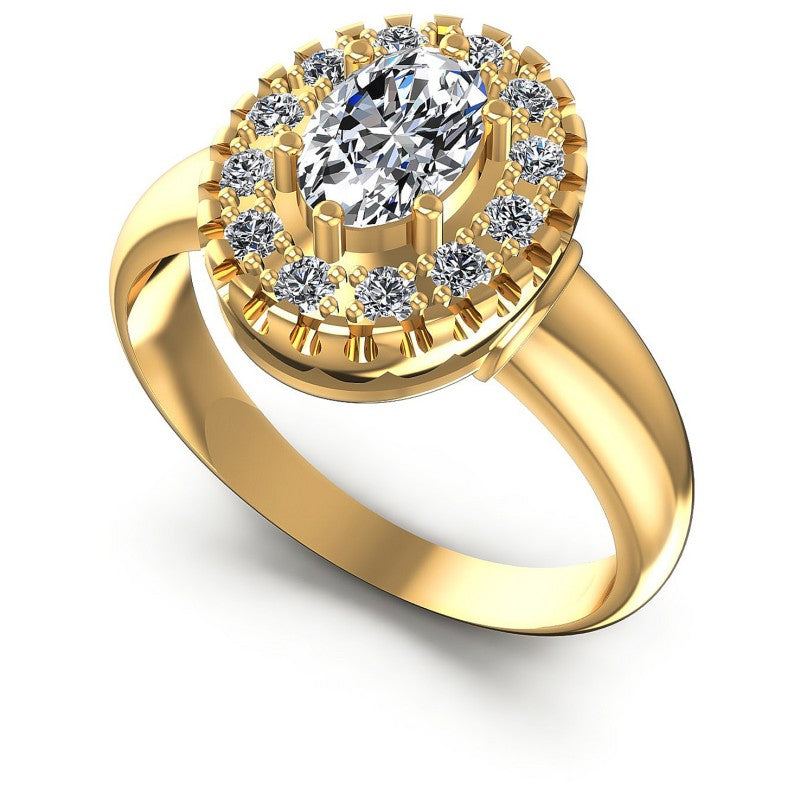 Round and Oval Diamonds 0.65CT Halo Ring in 14KT White Gold