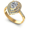 Round and Pear Diamonds 0.90CT Halo Ring in 14KT White Gold
