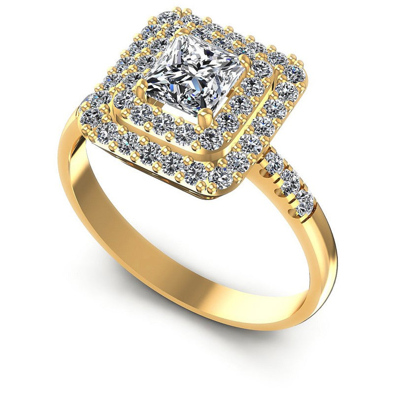 Princess and Round Diamonds 1.00CT Halo Ring in 14KT White Gold