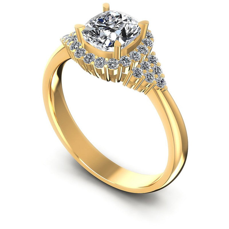 Round and Cushion Diamonds 0.65CT Halo Ring in 14KT White Gold