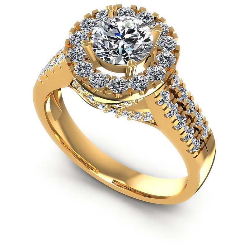 Round Diamonds 1.30CT Halo Ring in 14KT White Gold