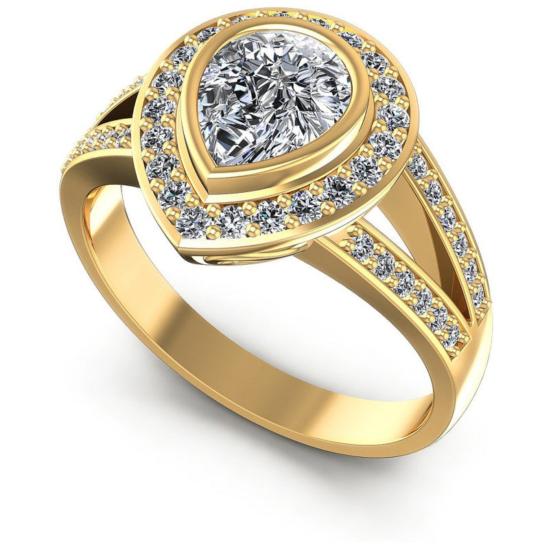 Round and Pear Diamonds 0.80CT Halo Ring in 14KT White Gold