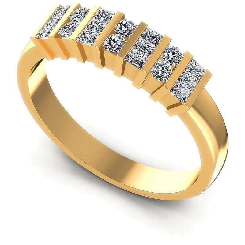 Princess and Round Diamonds 0.55CT Diamonds Wedding Band in 14KT White Gold