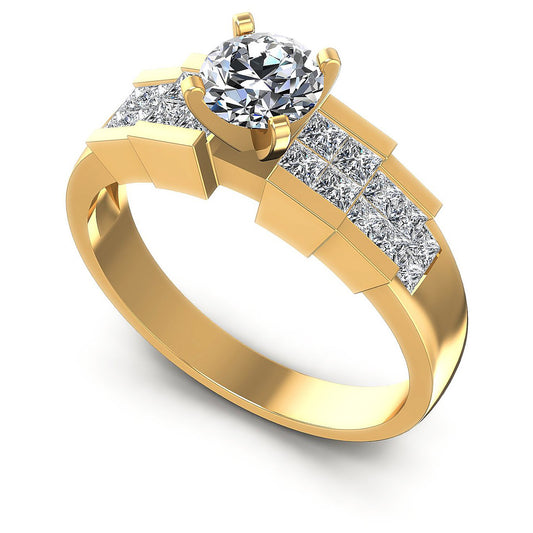 0.85CT Round And Princess  Cut Diamonds Engagement Rings