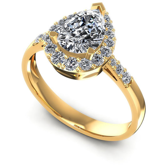 Round and Pear Diamonds 0.80CT Halo Ring in 14KT White Gold