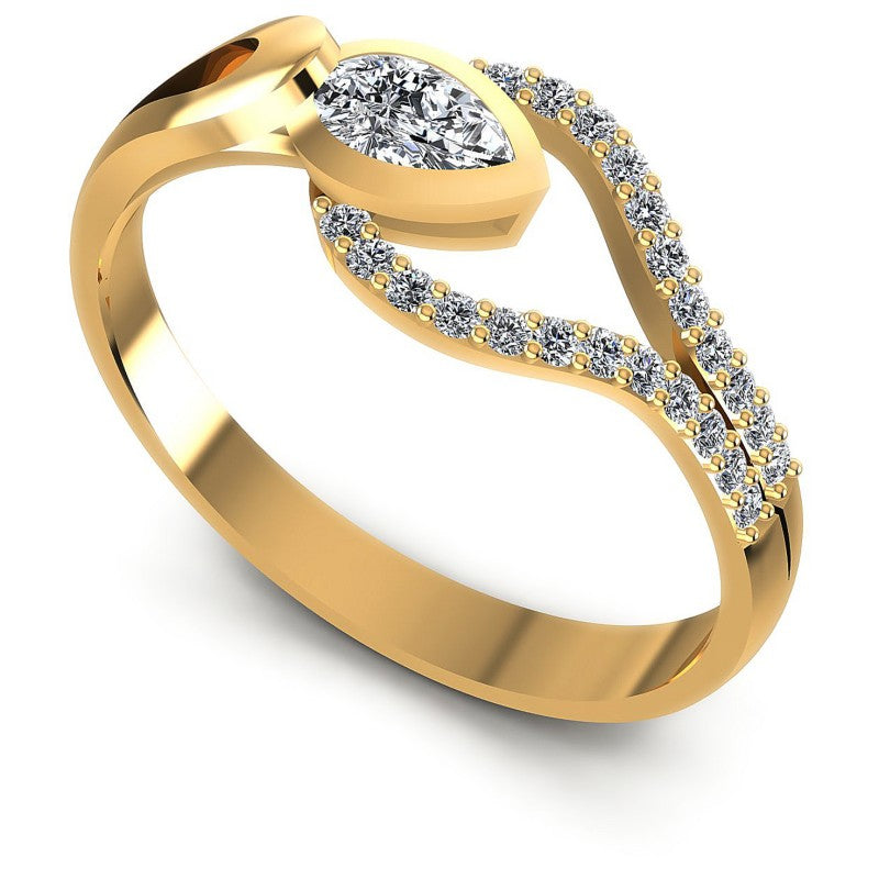 Round and Pear Diamonds 0.40CT Fashion Ring in 14KT White Gold