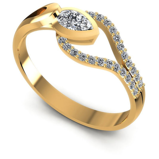 Round and Pear Diamonds 0.40CT Fashion Ring in 14KT White Gold