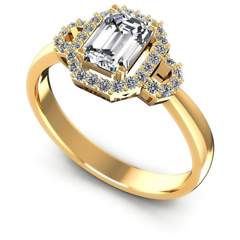 Round and Emerald Diamonds 0.55CT Halo Ring in 14KT White Gold