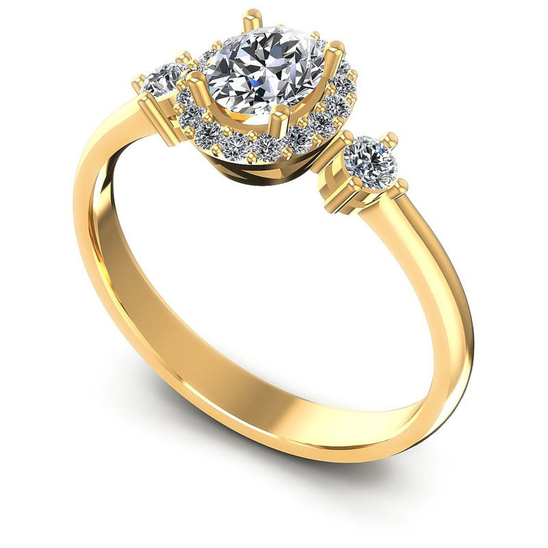 Round and Oval Diamonds 0.60CT Halo Ring in 14KT White Gold