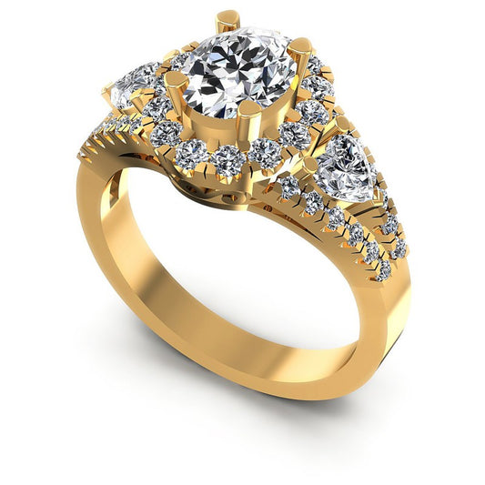 Round and Oval and Heart Diamonds 1.30CT Halo Ring in 14KT White Gold