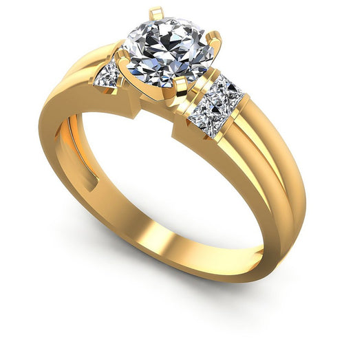 Princess and Round Diamonds 0.60CT Engagement Ring in 14KT White Gold
