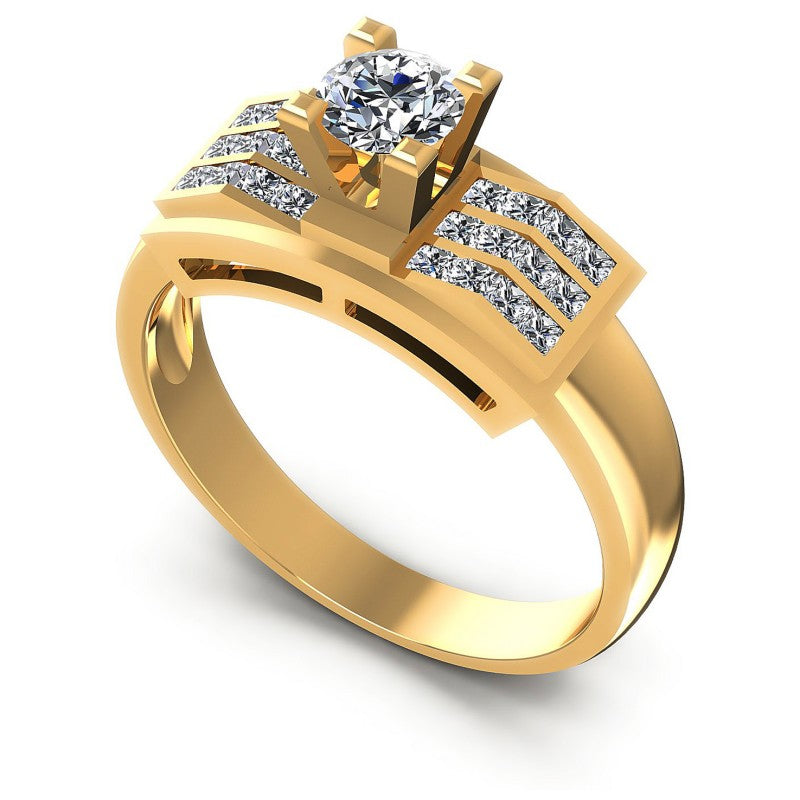 Princess and Round Diamonds 1.00CT Engagement Ring in 14KT White Gold