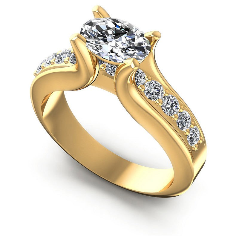 Round and Oval Diamonds 0.85CT Engagement Ring in 14KT White Gold