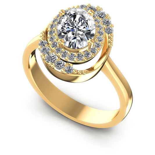 Round and Oval Diamonds 0.80CT Halo Ring in 14KT White Gold