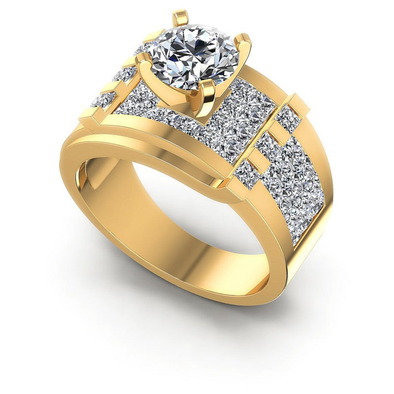 Princess and Round Diamonds 2.50CT Engagement Ring in 14KT White Gold