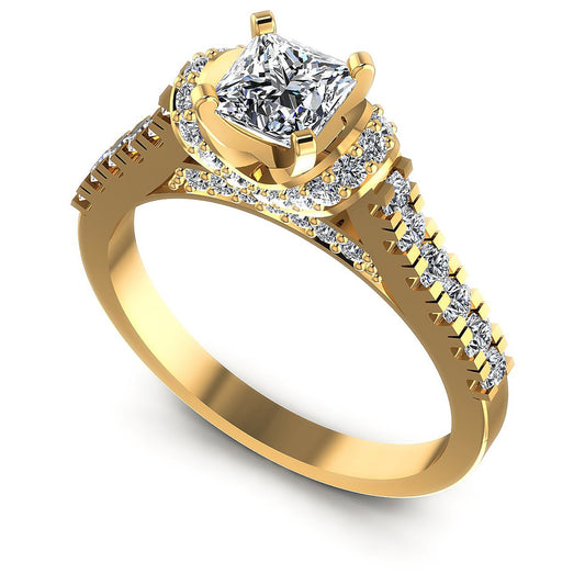0.95CT Princess And Round  Cut Diamonds Engagement Rings