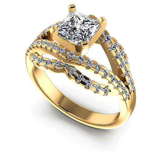 1.10CT Princess And Round  Cut Diamonds Engagement Rings