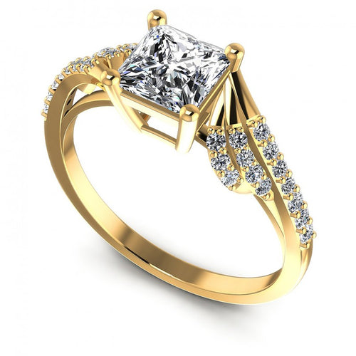 Princess and Round Diamonds 0.60CT Engagement Ring in 14KT White Gold