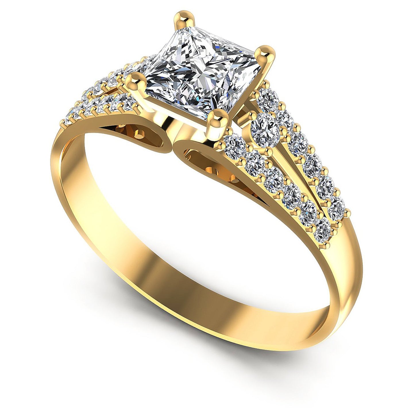 0.65CT Princess And Round  Cut Diamonds Engagement Rings