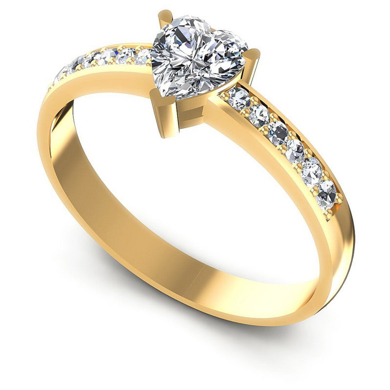 Round and Heart Diamonds 0.55CT Engagement Ring in 14KT White Gold