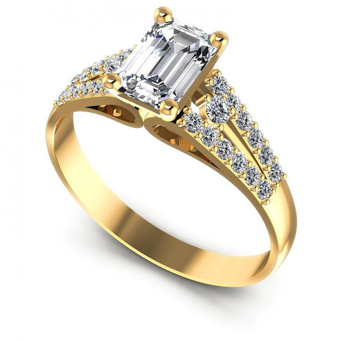 Round and Emerald Diamonds 0.65CT Engagement Ring in 14KT White Gold