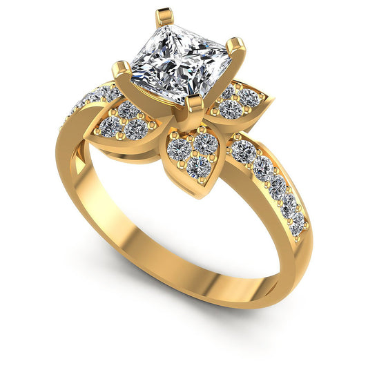 0.75CT Princess And Round  Cut Diamonds Engagement Rings