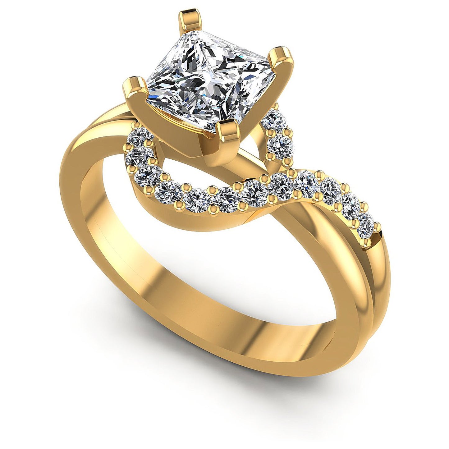 0.60CT Princess And Round  Cut Diamonds Engagement Rings