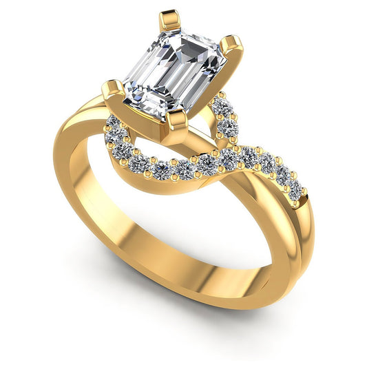0.60CT Emerald And Round  Cut Diamonds Engagement Rings
