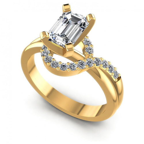 Round and Emerald Diamonds 0.60CT Engagement Ring in 14KT White Gold