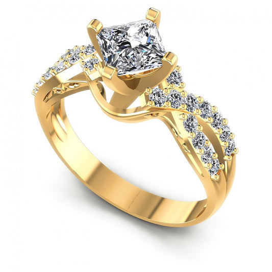 Princess and Round Diamonds 0.80CT Engagement Ring in 14KT White Gold